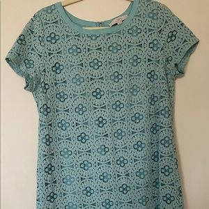 LOFT Women’s Size 14 Eyelet Aqua Dress 👗